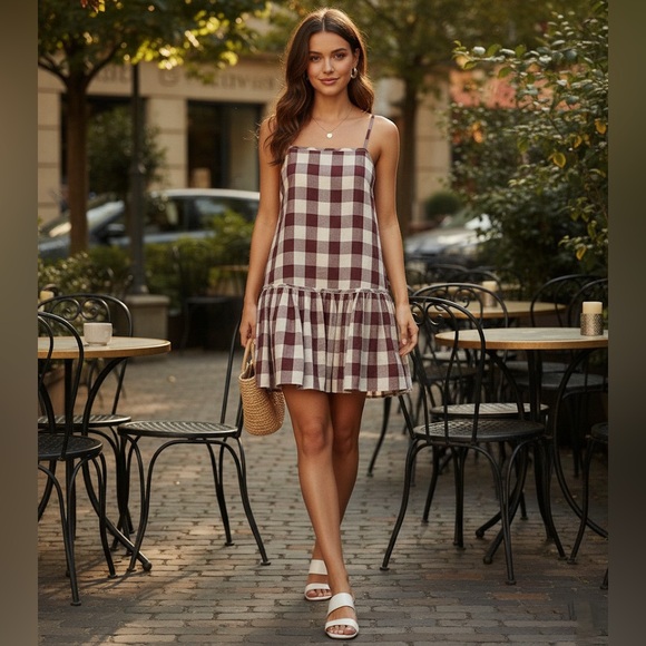 STELLA MCCARTNEY Drop Waist Check Dress Sz 12 - Picture 1 of 11